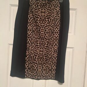 Nicole Miller Leopard Print Knee-Length Pencil Skirt